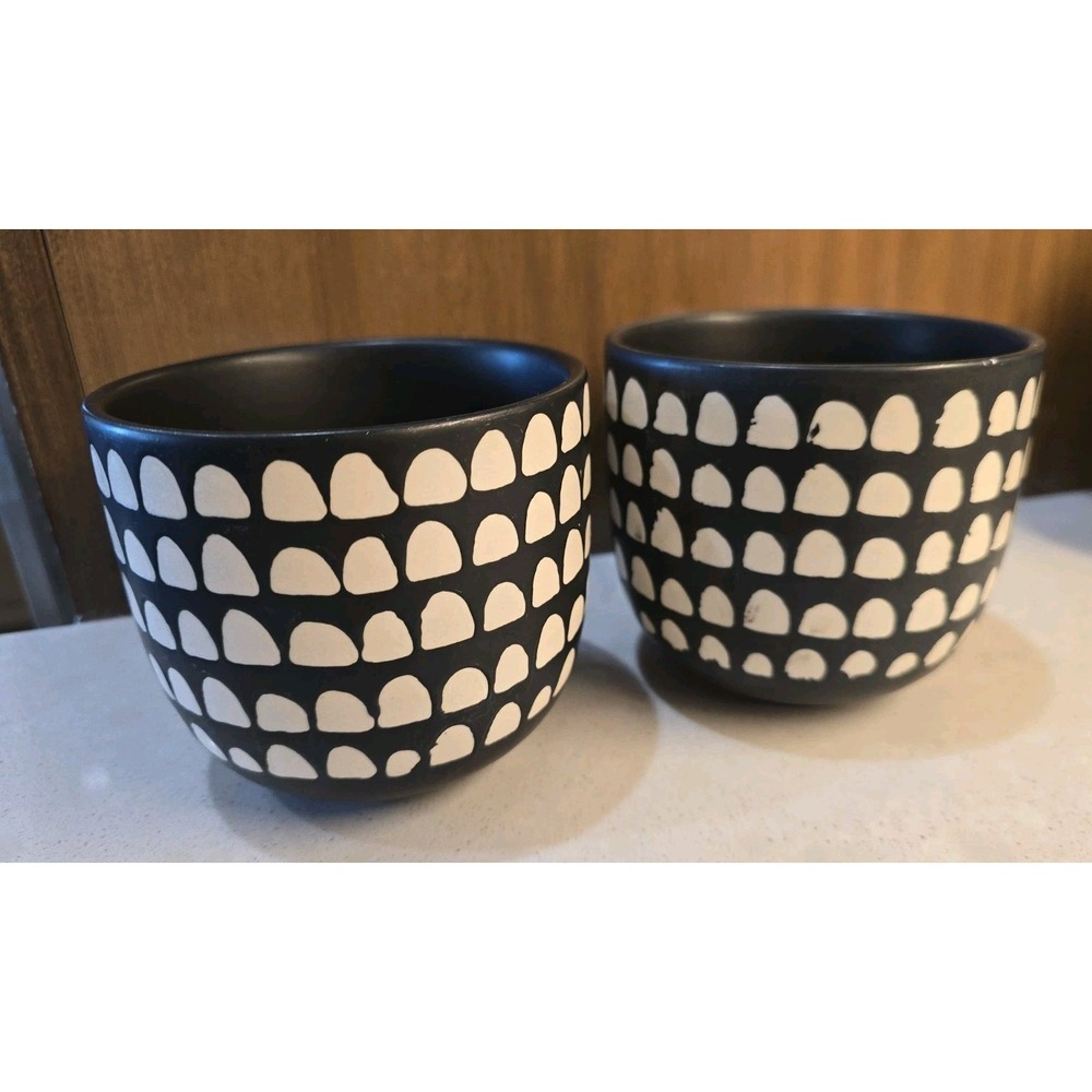 The Old Pottery Company Ceramic Coffee Mug Black White Geometric Minimalist Boho